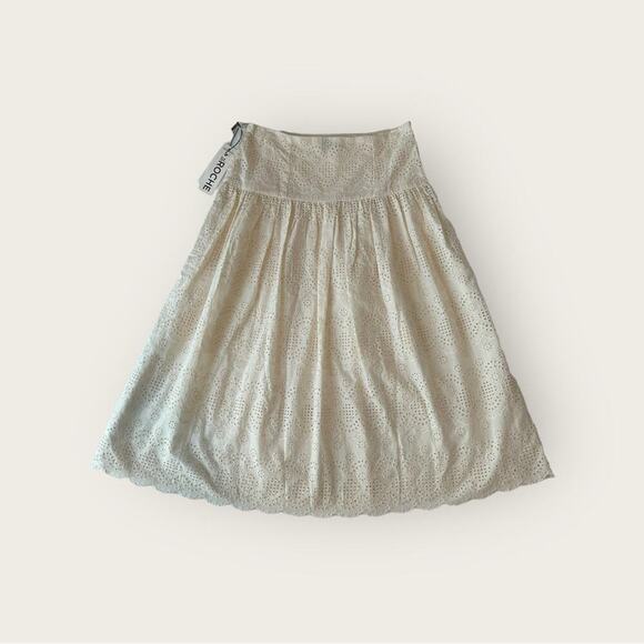 NWT | St. Roche | Winona Eyelet Midi Skirt | Off-White | Size 8 - Picture 3 of 12